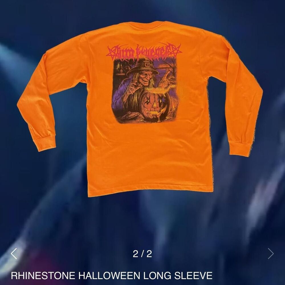 Kim Krueger Rhinestone Halloween Long Sleeve Tee Size Medium